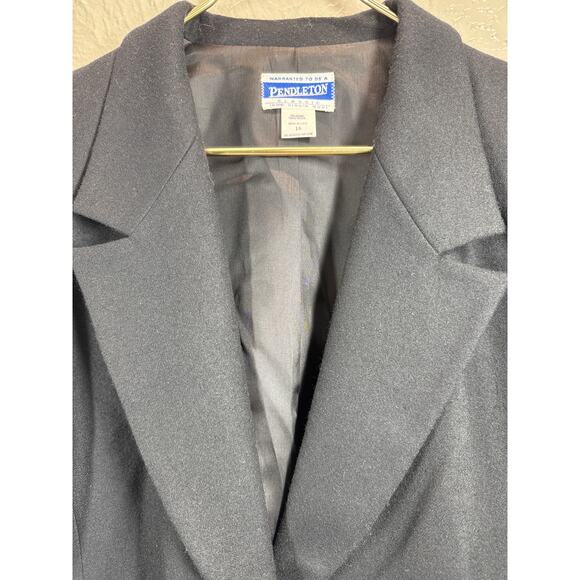 Pendleton Blazer Womens 100% Virgin Wool Black Lined Thick Shoulder Pads Size 16 - Picture 3 of 5